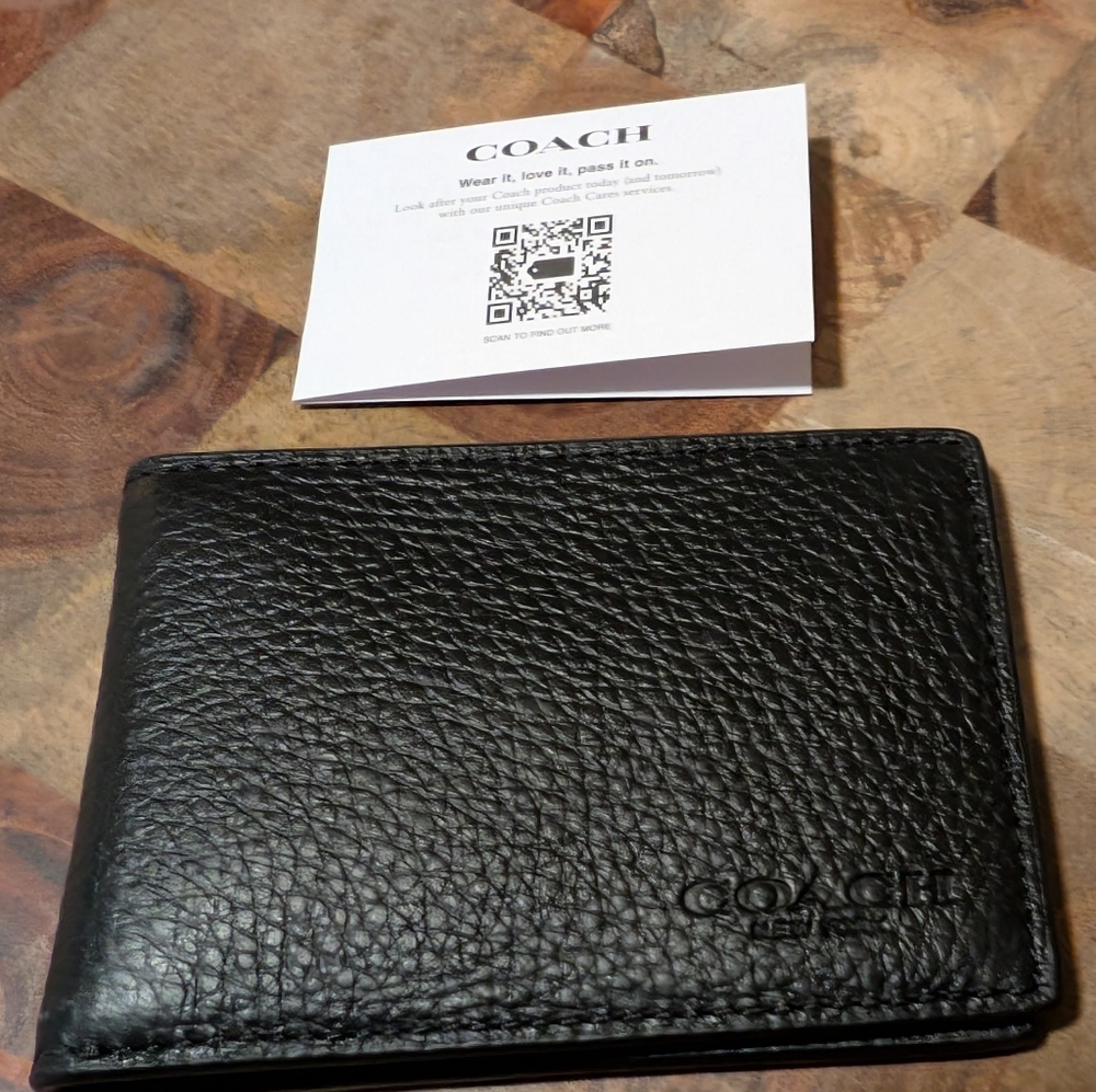 Coach Pebbled Leather Compact Billfold Wallet Nwt ❤️ - Picture 2 of 7